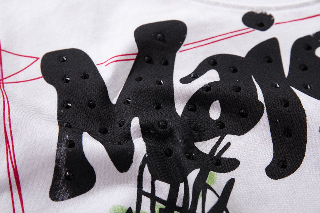 MAJESTIK Distressed Stone-Inlay Graphic T-Shirt