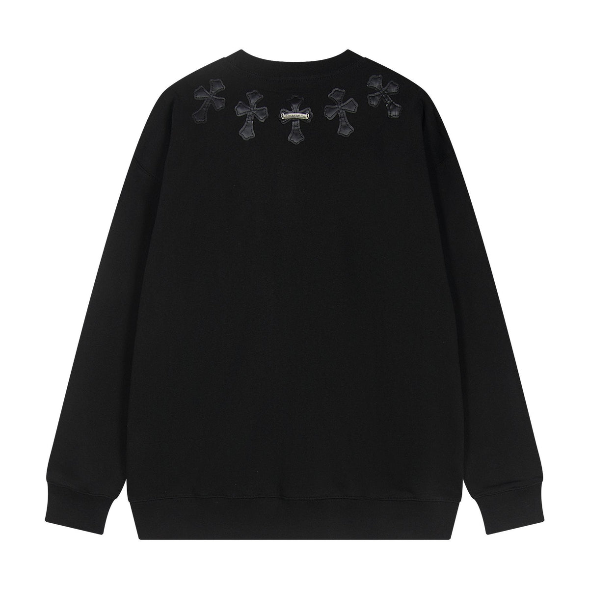 Chrome Hearts Leather Cross Metal Detail Crewneck Sweatshirt