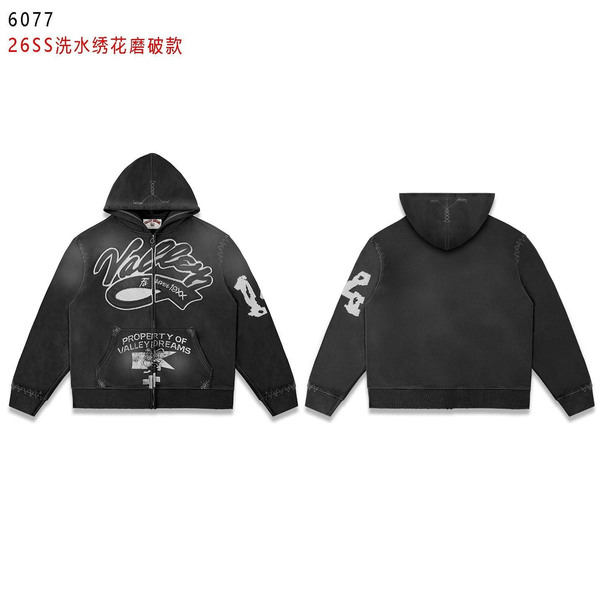 Valley Dreams Washed Full-Zip Graphic Hoodie