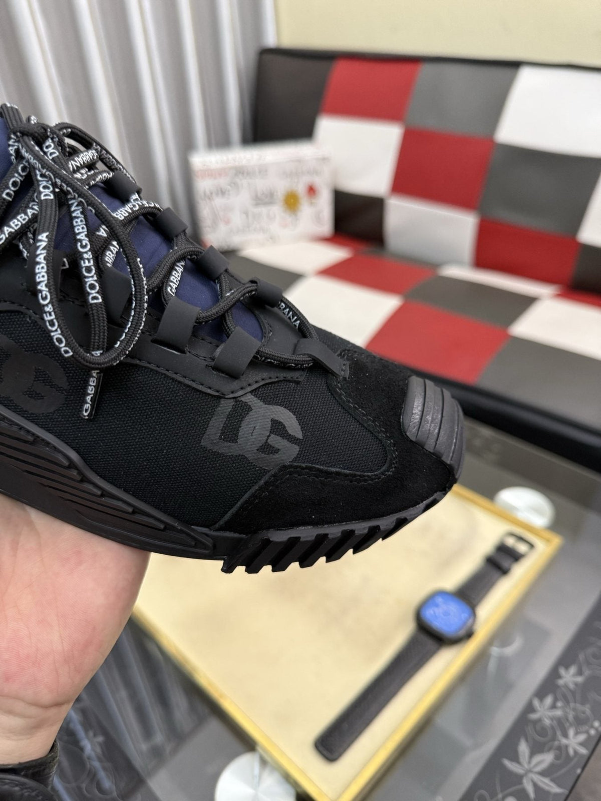 Dolce & Gabbana Black and Navy Low-Top Sneakers
