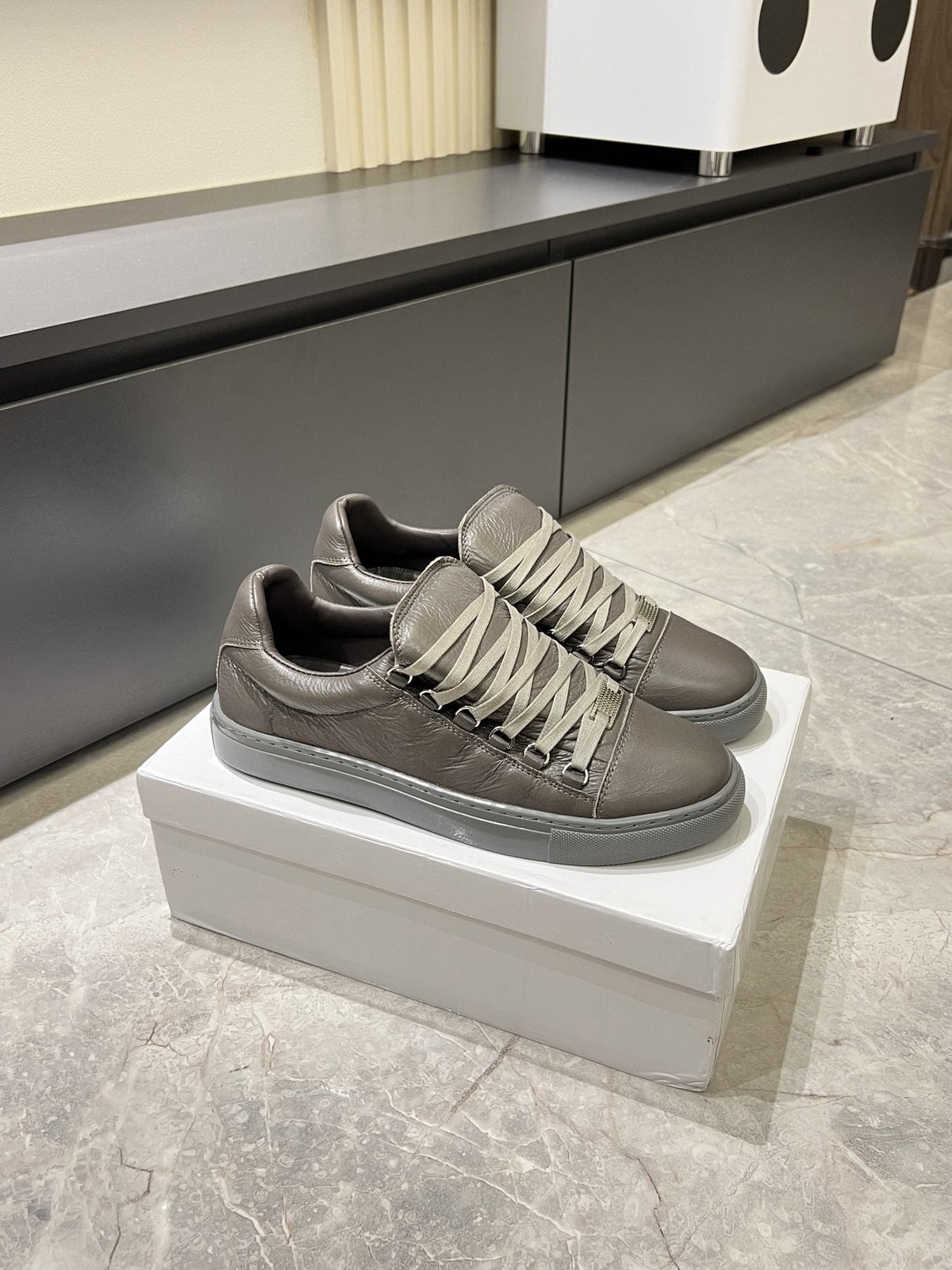 Balenciaga Taupe Gray Low-Top Sneakers