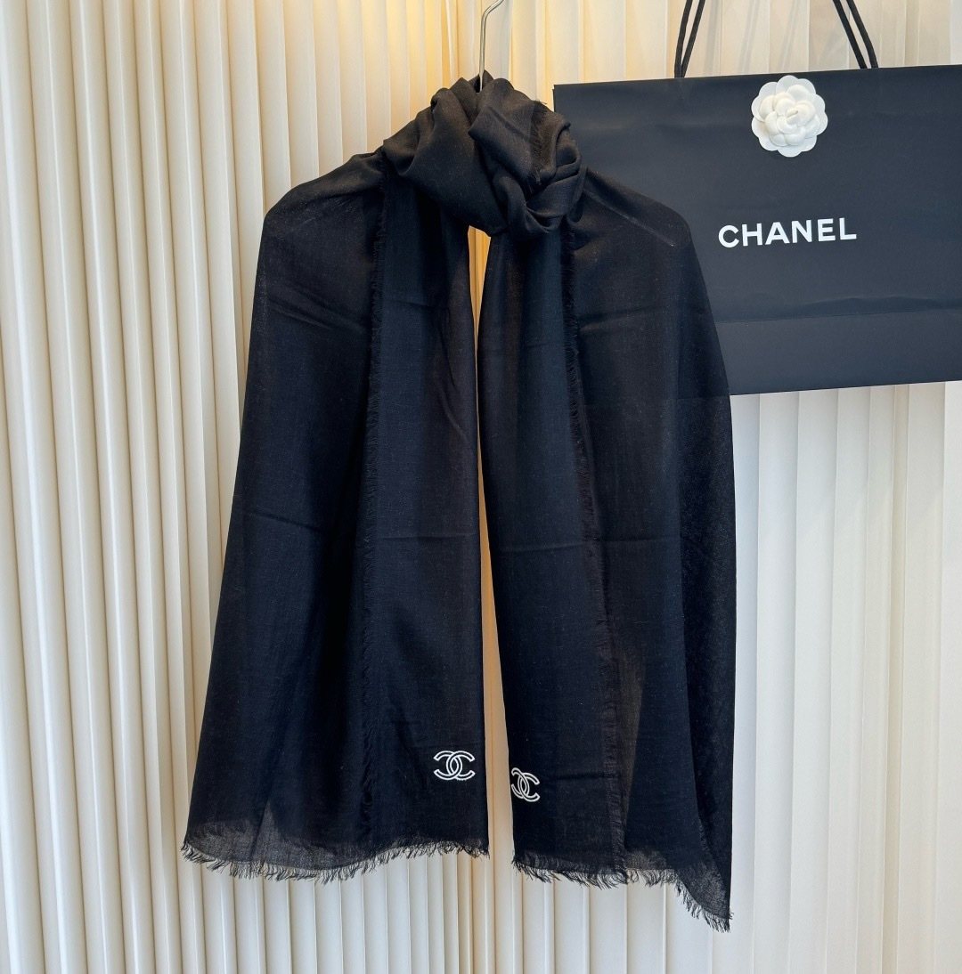 Chanel Fringed Cashmere Scarf