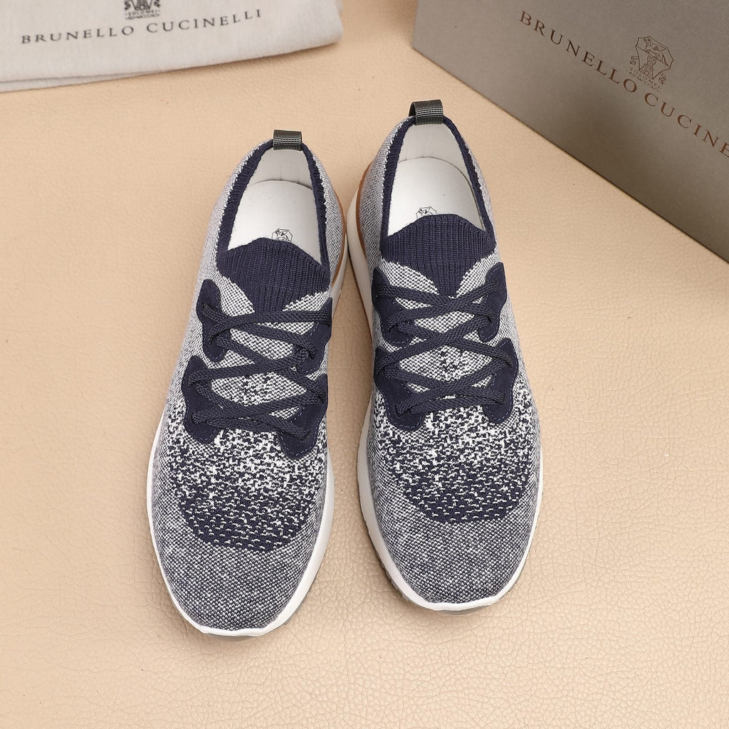 Brunello Cucinelli Gray Knit Sneakers