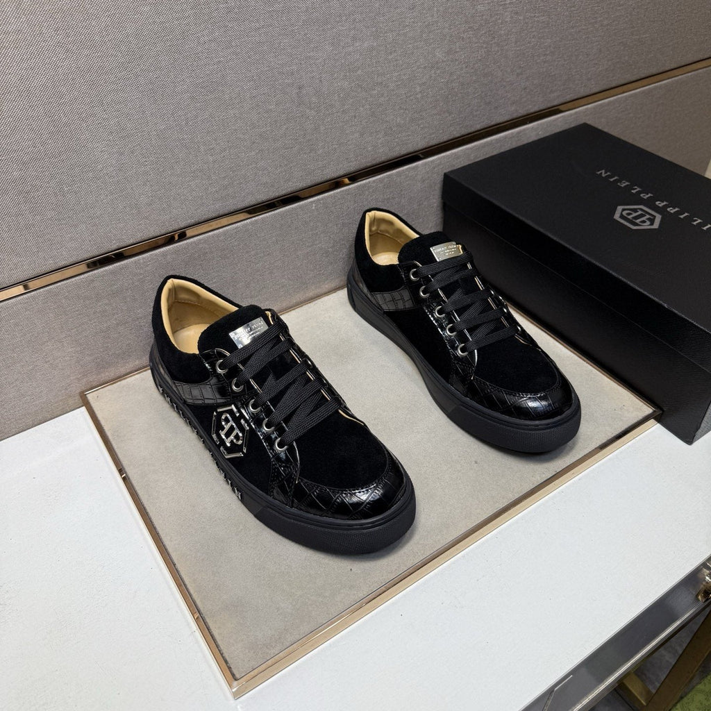Philipp Plein Men's Monogram Panel Low-Top Sneakers