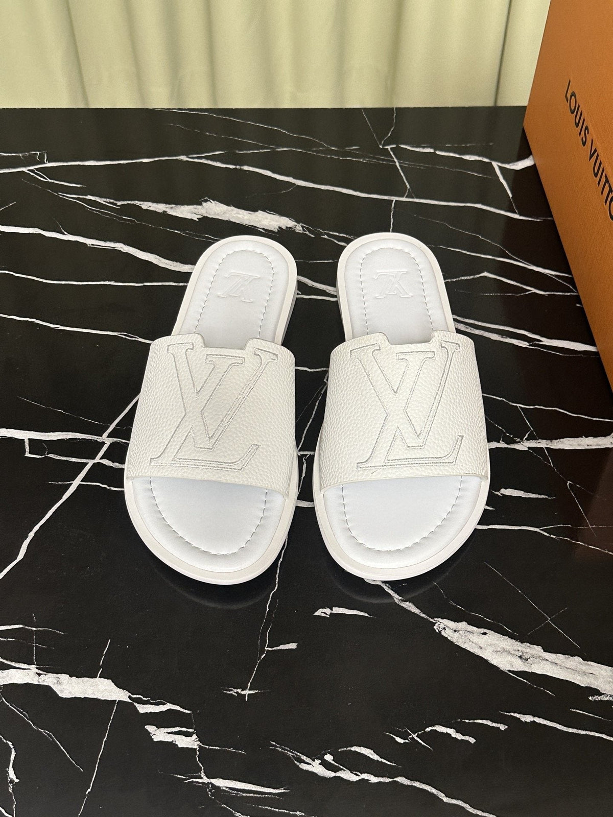 Louis Vuitton Men's Lettered Strap Slide Sandals