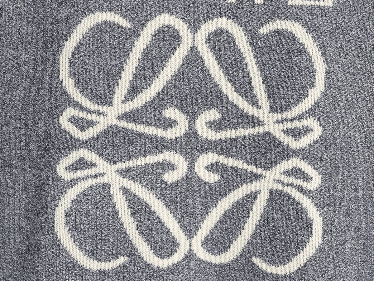 Loewe Anagram and Lettering Crewneck Knit Sweater - Gray